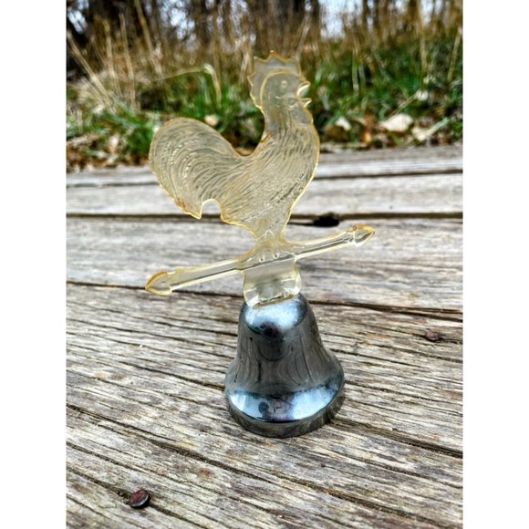 Vintage Small Decor Bell Lucite Rooster, Chicken Farmhouse Dinner Bell - Picture 9 of 10